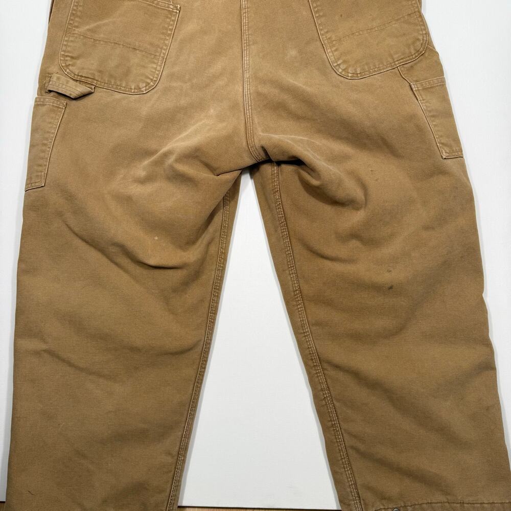 Vintage Carhartt Duck Canvas Insulated Bib Overalls Brown USA Made Quilted Lined - Picture 6 of 8